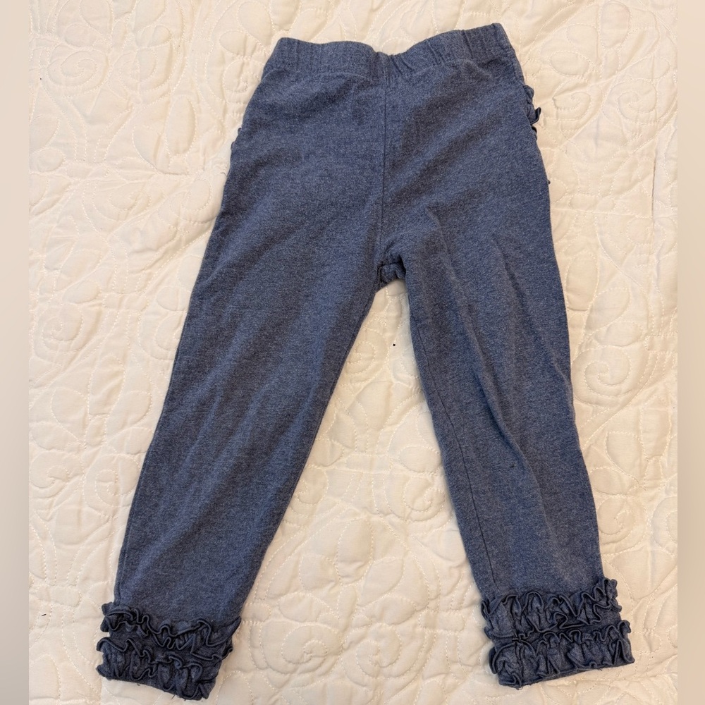 Ruffle Butts Blue Leggings with Ruffled Hem